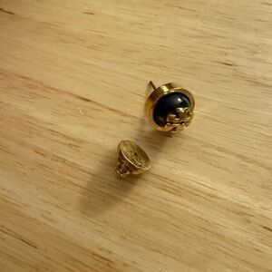 Tory Burch Gold and Navy Blue Stud Earring